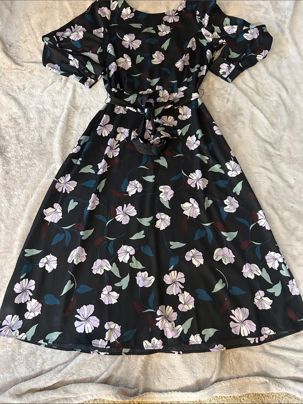 Ann Taylor floral long sleeve midi dress